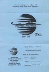 QSL-Karte der Stimme Armeniens